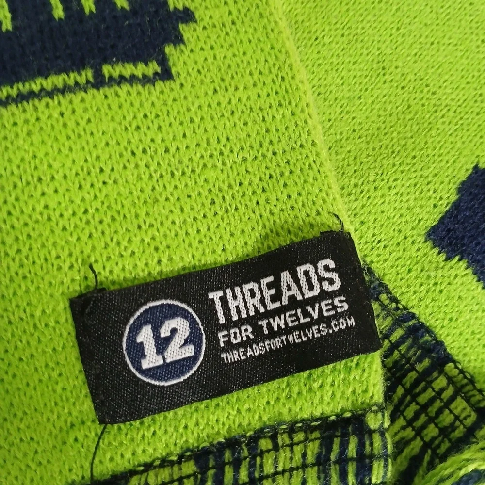 Seattle Seahawks Skyline Boom Knit Scarf Green‎ Navy Blue Threads For Twelves